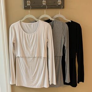 Long Sleeve Nursing Tops (Set of 3)